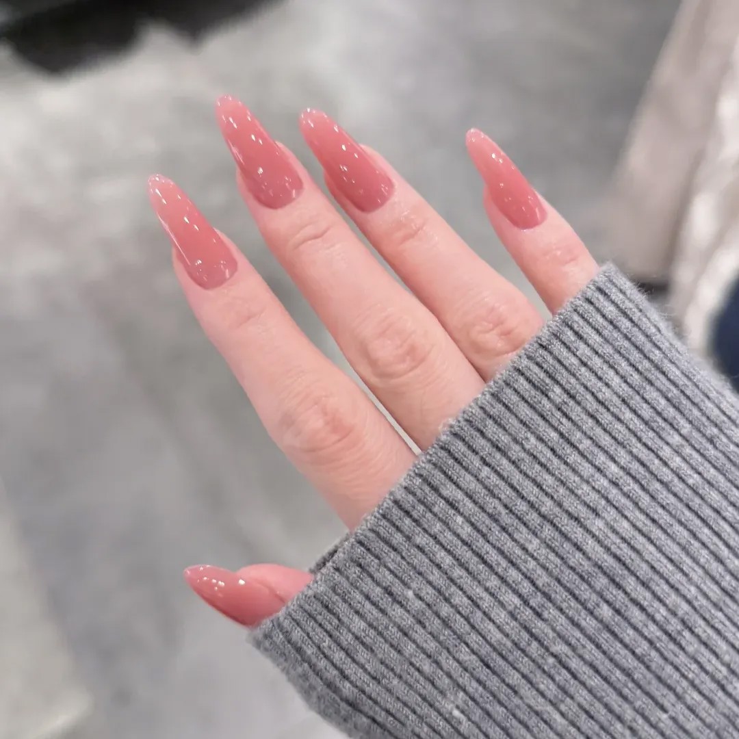【江坂丽奈】温柔显嫩嗲精手工穿戴甲纯色玫粉色高级感显白美甲贴