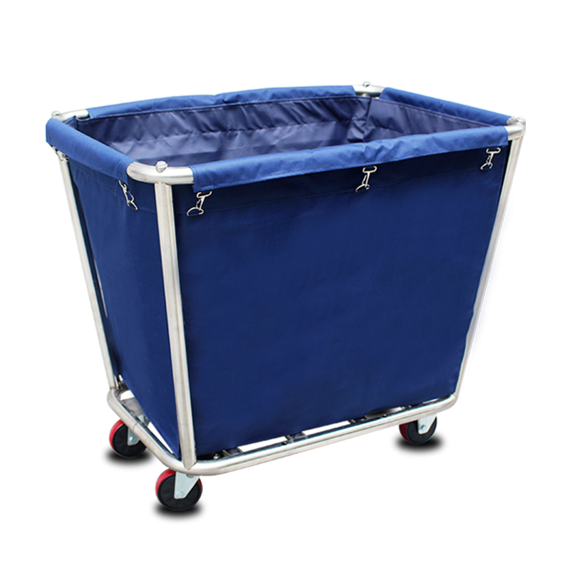 加厚不锈钢锥形酒店布草车推车宾馆客房服务车布袋子洗衣房收集车