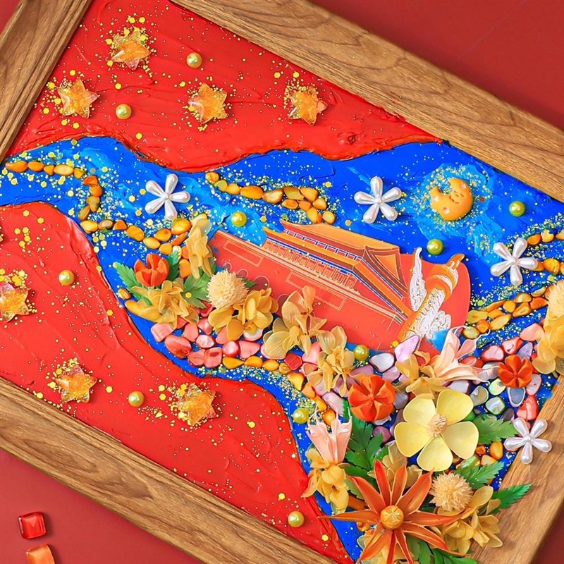 儿童手工DIY制作国庆节十月一奶油胶相框粘贴爱国组题材料包