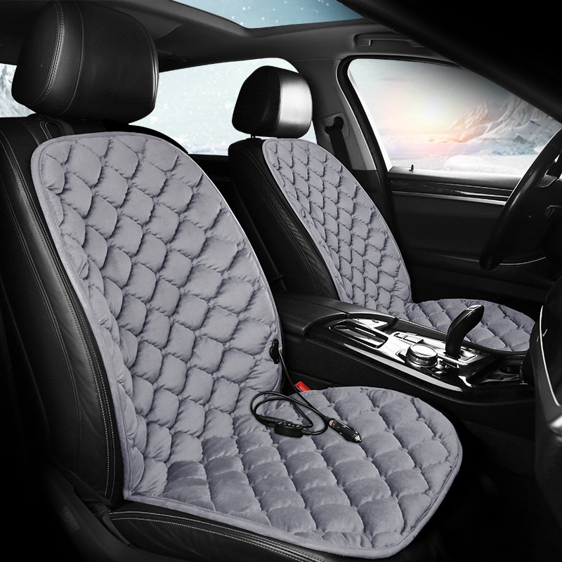 加热汽车坐垫冬季单片USB点烟器v短毛绒保暖2v后排三件座垫