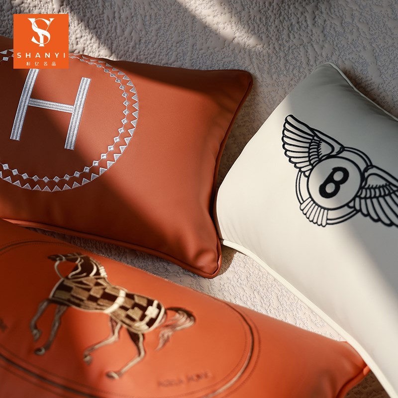 长方形靠垫沙发长条枕客厅卧室床头靠背大号抱枕套腰枕防水软牛皮