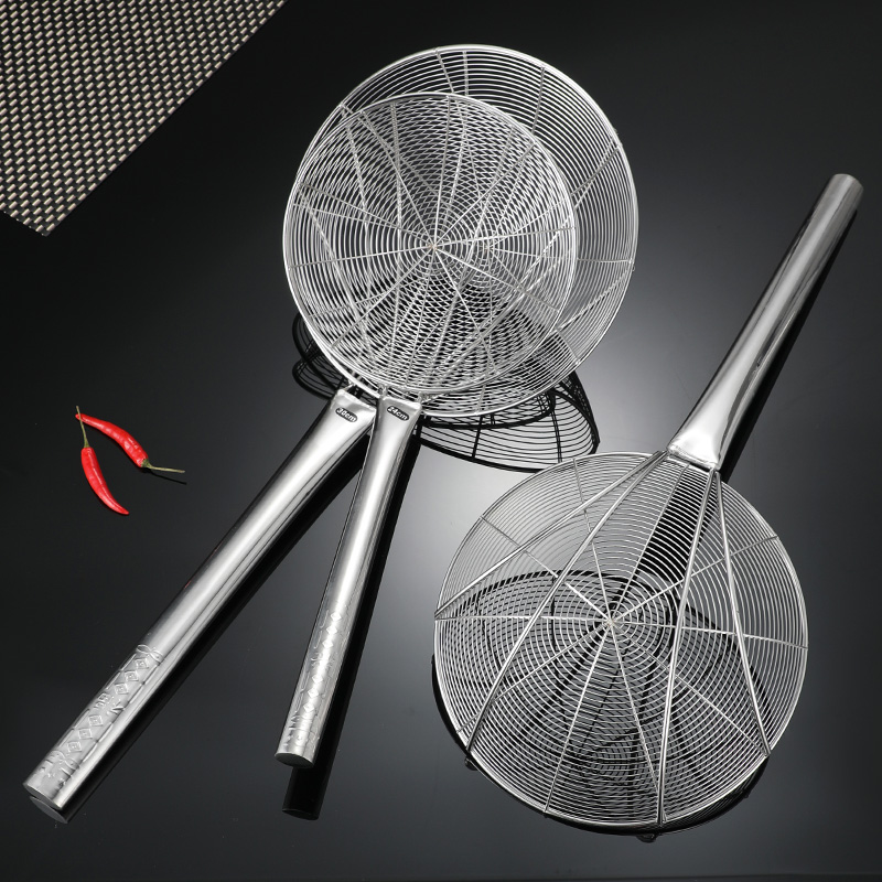 特厚不锈钢木柄大号漏勺钢丝篱线漏炸篱笊篱油炸捞勺网漏粉篱商用