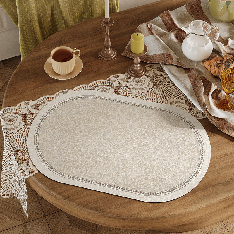 椭圆形餐垫隔热垫防烫垫高级感防水防油西餐垫家用餐具垫子碗盘垫