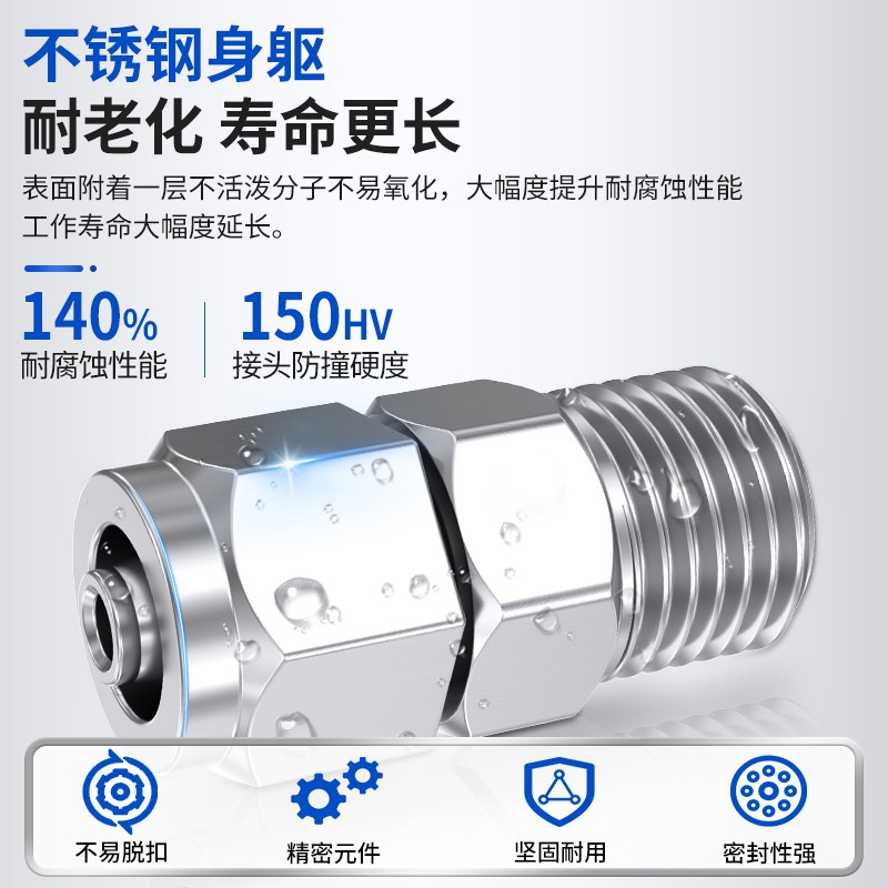 不锈钢快速接头PL-02/8-01直角弯头气管快插PC气动直通空气接头