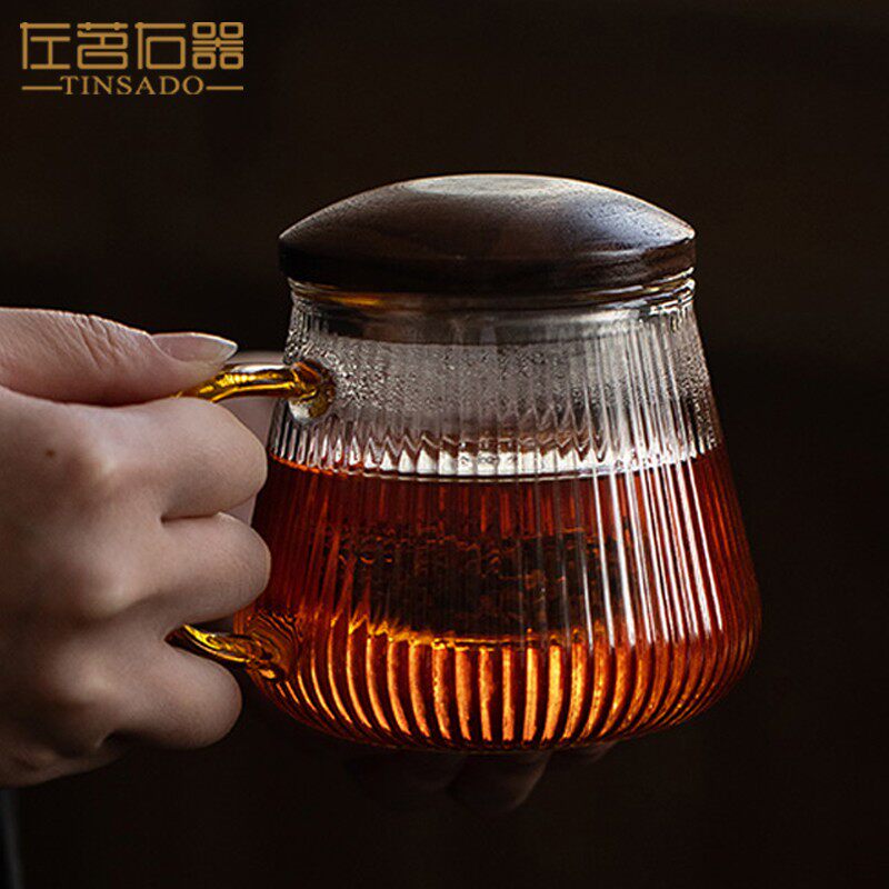 左茗右器耐热泡茶玻璃杯家用水杯茶水分离带盖办公室过滤茶杯杯子