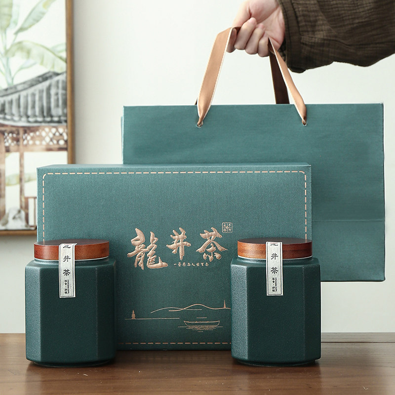 新款春茶明前龙井茶叶礼盒空盒高档瓷罐半斤绿茶包装盒空礼盒通用