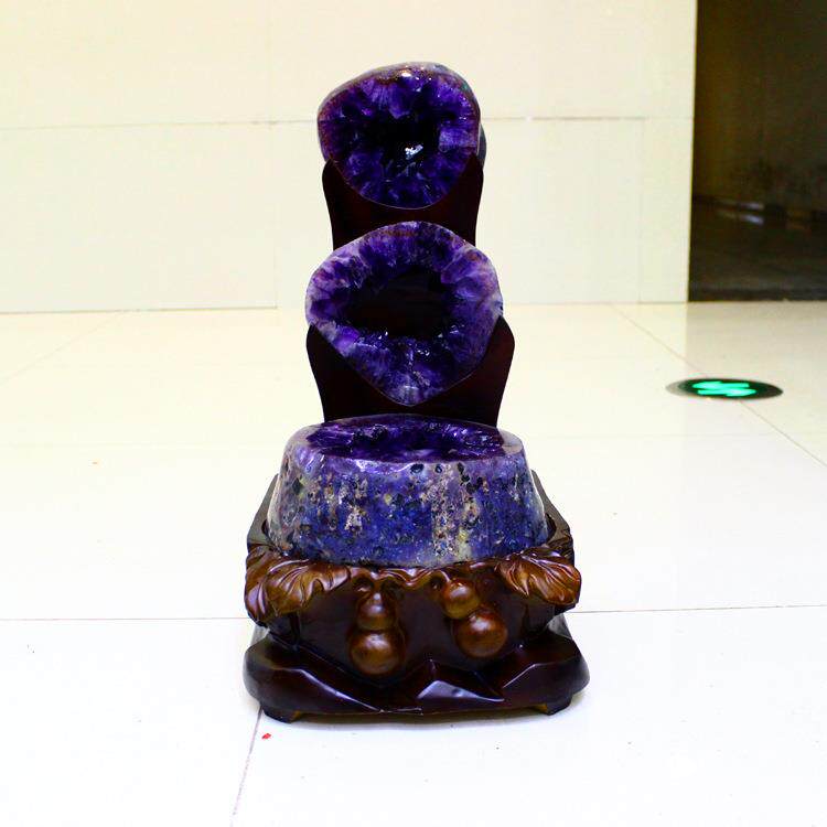 矿宝 天然紫水晶洞摆件 紫晶洞 玛瑙洞水晶洞 紫色原石钱袋子