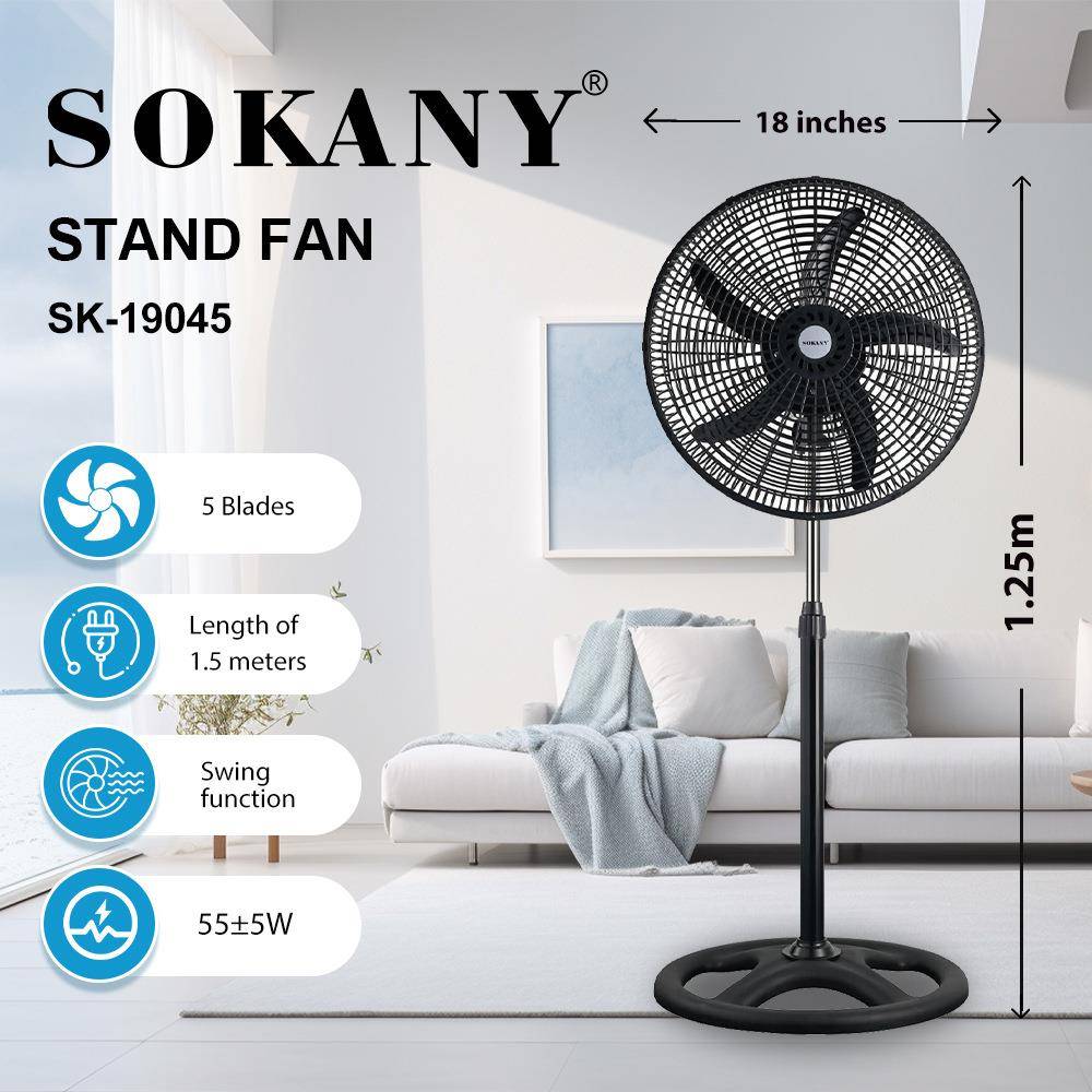 SOKANY19045三合一工业扇大风力家用立式摇头电风扇18寸落地扇