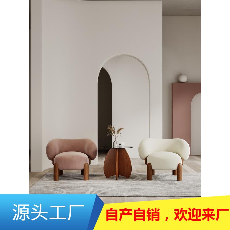 现代轻奢创意洽谈餐椅网红设计师单人沙发咖啡厅主题餐厅桌椅实木