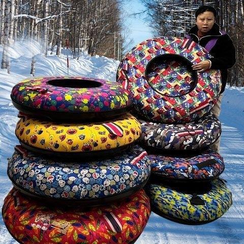 彩虹滑道滑雪圈滑圈加厚耐磨圈充气轮胎气垫圆形儿童大人七彩旱滑
