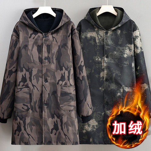 加绒冬季罩衣外套工地搬运防污工作服保暖大褂男长袖家用围裙劳保