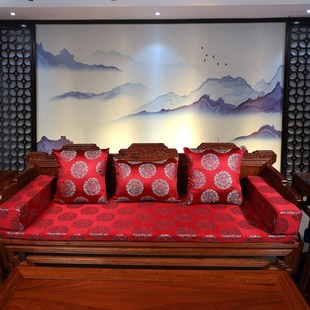 实木中式可拆洗老式红木制沙发坐垫套加厚三座椅子带靠背防滑垫子