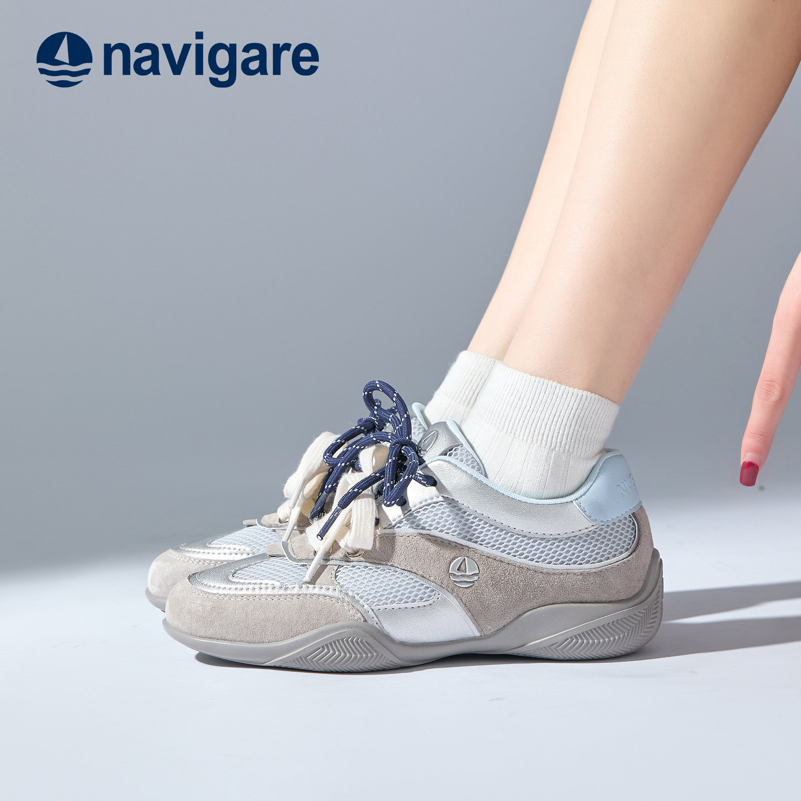Navigare意大利小帆船女鞋德训鞋2026夏季新款透气软底网面阿甘鞋