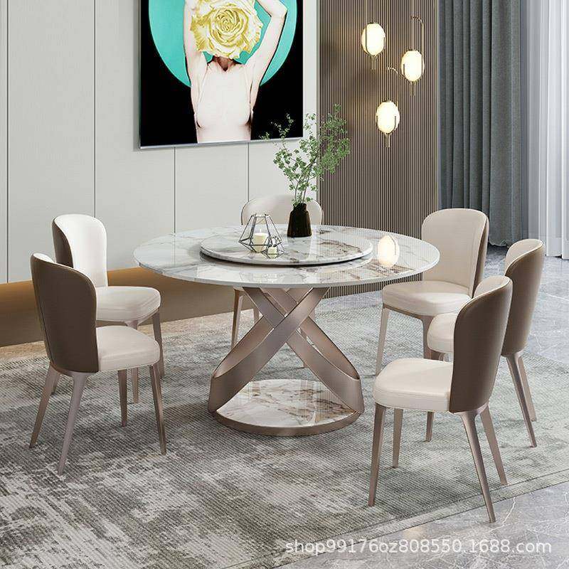 亮光岩板轻奢餐桌椅子组合金属饭桌简约家用小户型圆形转盘潘多,鲜花速递/花卉仿真/绿植园艺,割草机/草坪机,淘宝优惠券,粉丝福利购,淘宝优惠卷