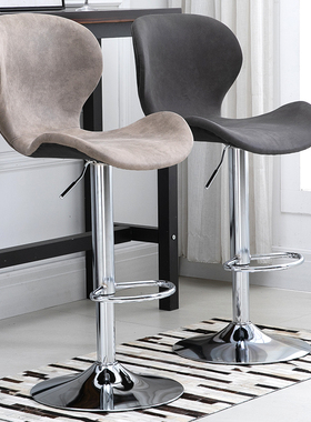 吧台椅高脚凳家用升降靠背椅科技布吧台凳前台吧台酒吧椅子高吧凳