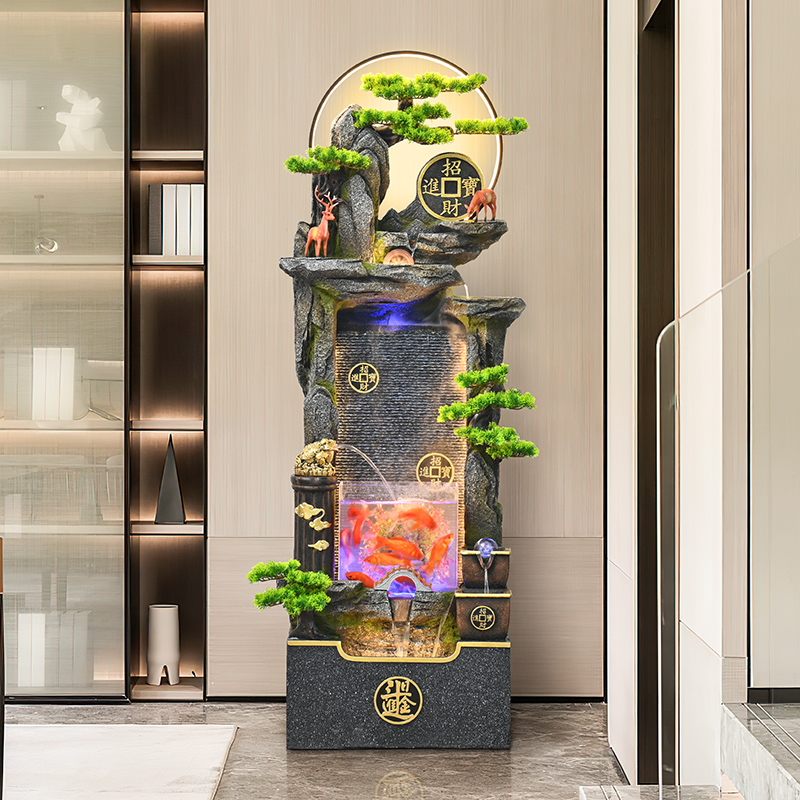 客厅玄关高山流水景观摆件水幕墙鱼缸假山循环水招财造景喷泉装饰