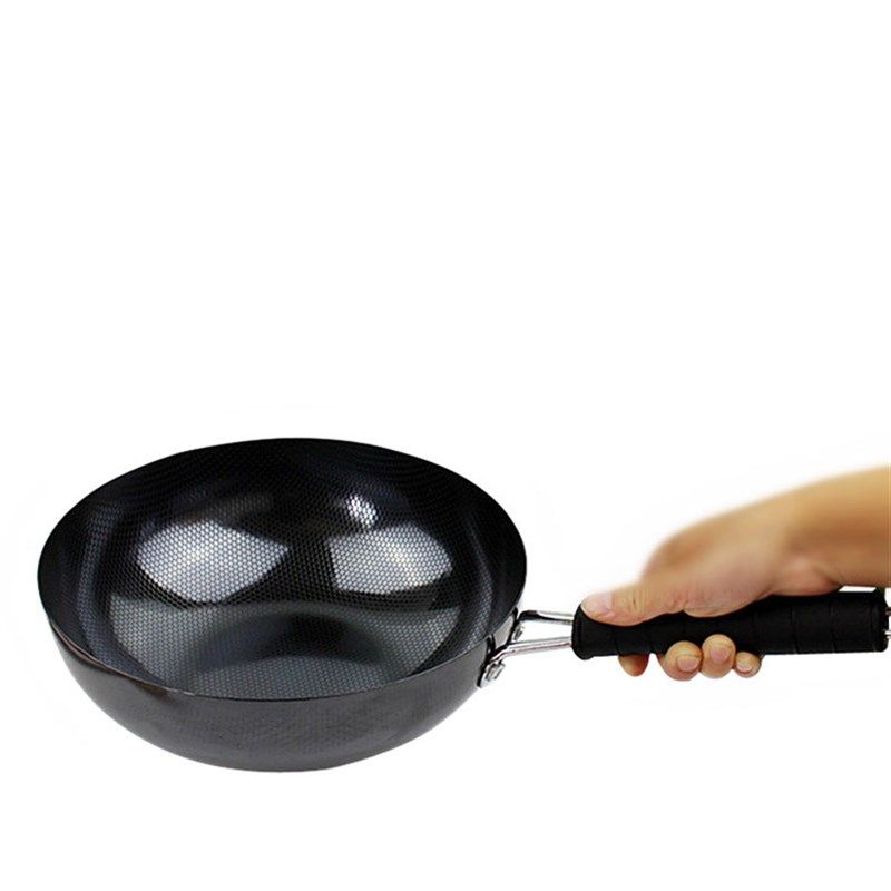 网纹真不锈小号炒锅/26/28CM宝宝小炒锅 无任何涂层铁锅.熟铁炒锅