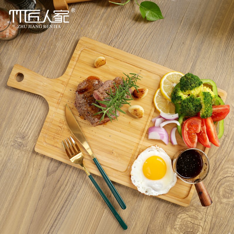 竹木牛排餐盘木质披萨盘牛扒木板盘子餐具牛排盘木盘托 托盘西餐
