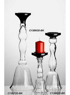 黑色玻璃烛台花瓶摆件欧式简约酒店配饰工艺装饰样板房家居