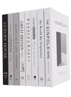 样板房装饰书 英文仿真书道具书 黑白灰简约现代家居酒店书柜摆件