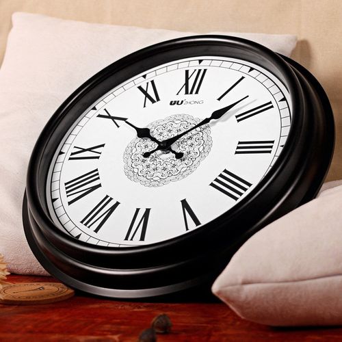 欧式石英钟客厅现代简约卧室挂钟壁钟16英寸时尚家用大气静音时钟