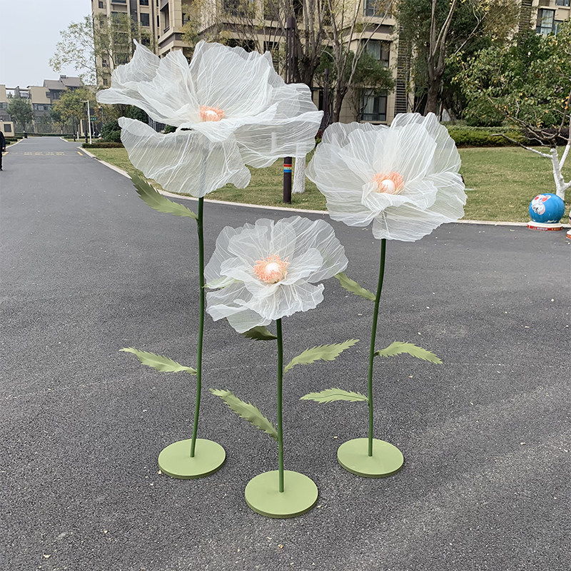 婚庆真丝花手工纸花丝网花橱窗装饰道具纱花场景布置婚礼路引花