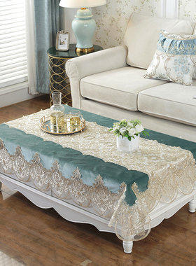 金丝绒布艺客厅蕾丝茶几桌布欧式家用长方形简约长方正方角几台布