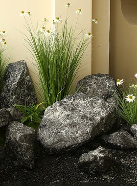 仿真玻璃钢黑山石庭院楼梯间假石头造景摆件道具园林假山景观装饰