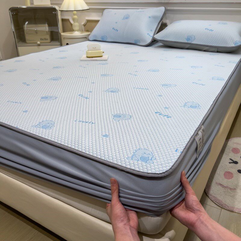 卡通冰豆豆凉席学生宿舍单人冰丝凉席可机洗床笠上下床空调软席子