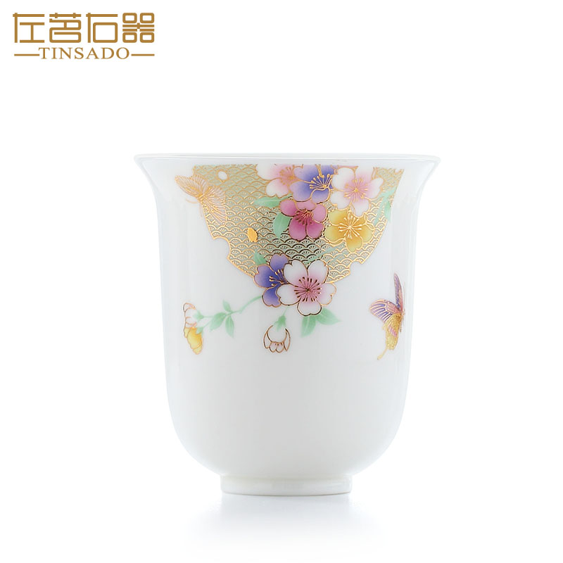 左茗右器白瓷茶杯功夫品茗杯单杯品杯大号陶瓷主人杯花神杯子薄胎