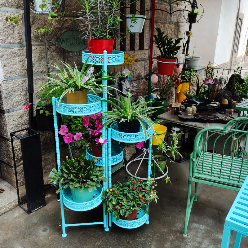 铁艺六盆阶梯层次花架绿萝庭院花园阳台客厅花店室内落地盆栽架子