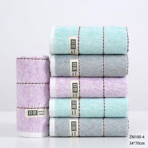 2条装贵丽人天然100%竹纤维毛巾洗脸巾洁面彩色条纹100g ZM100-4