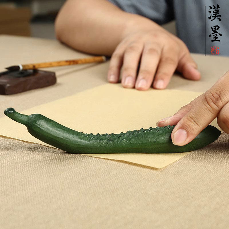 创意铸铁 黄瓜文镇镇尺 简约书法镇尺/镇纸/压尺 文房四宝笔搁