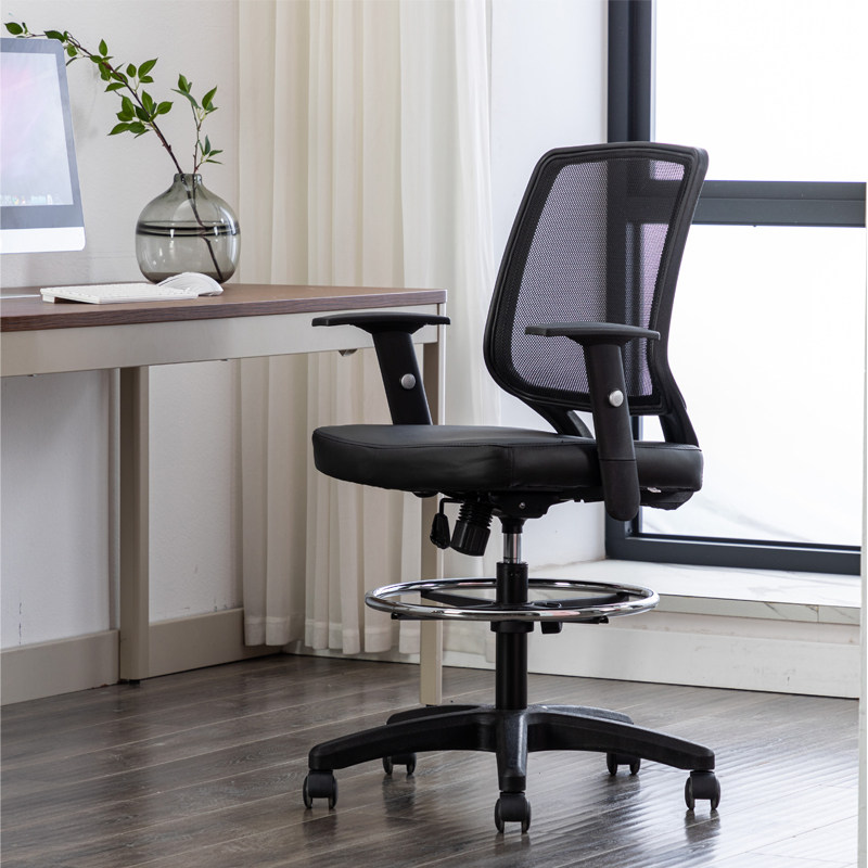 升降办公椅家用收银台久坐靠背高电脑椅职员工作搁脚凳可升降扶手