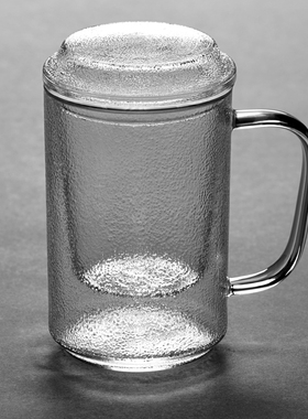 可加热锤纹带把茶杯玻璃过滤三件套泡茶杯子茶水分离办公室喝茶杯