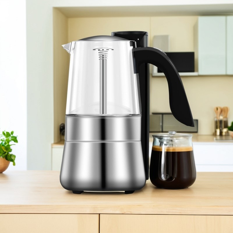 伙妹摩卡壶单不锈钢煮咖啡壶便携手冲耐热玻璃咖啡壶咖啡器具