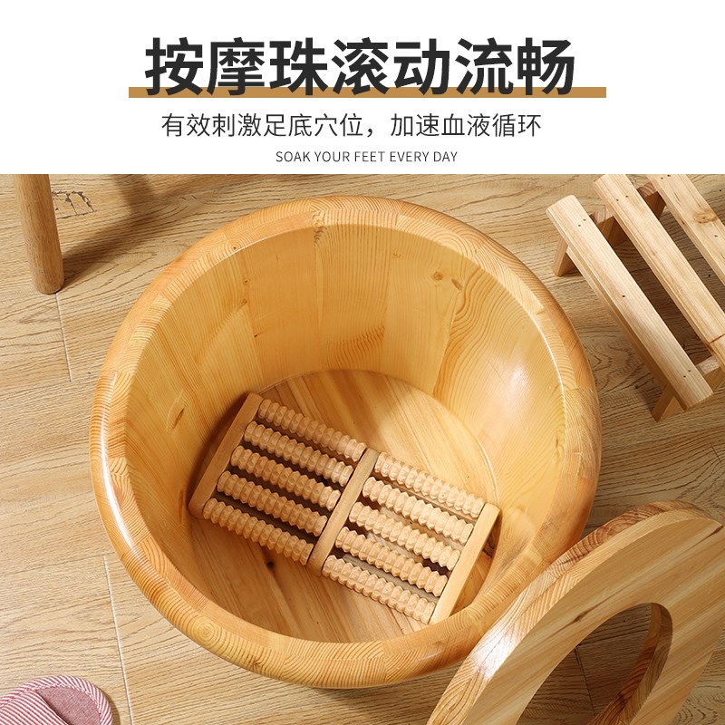 高30cm泡脚桶木质洗脚桶过小腿实木足浴桶保温泡脚盆木盆洗脚木盆