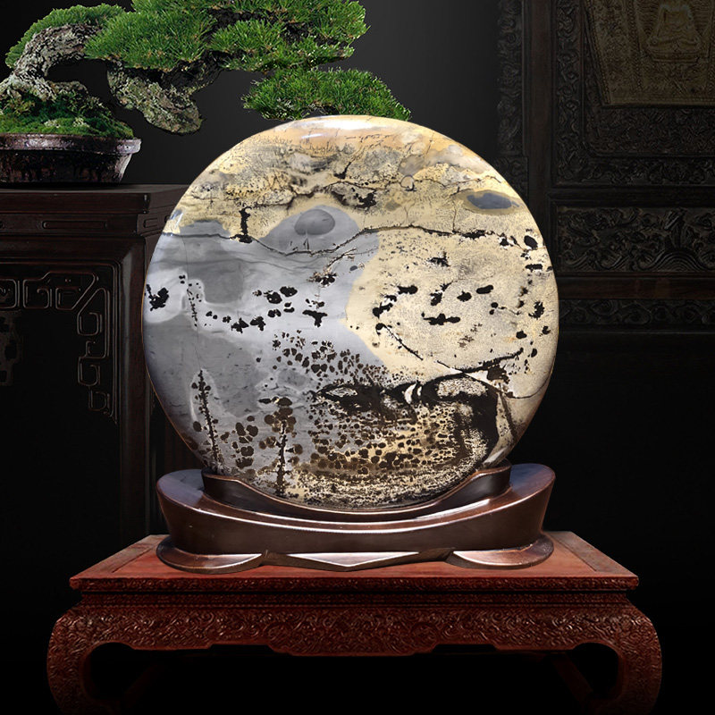 开业礼品石头摆件广西国画石桌面原石靠山石办公室客厅玄关装饰品
