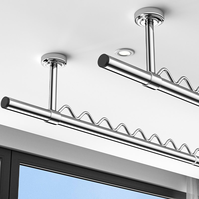 顶装固定式晾衣架加厚30不锈钢管阳台晾衣杆家用一根吊杆晒衣杆