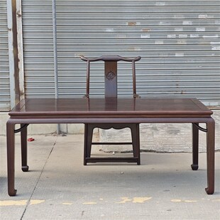 红木画案茶台办公台干泡台黑檀长形桌全实木长方台明式马蹄霸王案