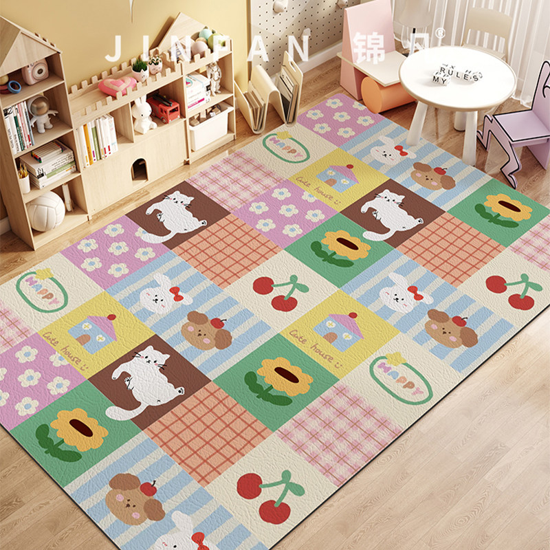 卡通地垫儿童阅读区卧室防滑地毯客厅爬爬垫学习区可擦免洗床边毯