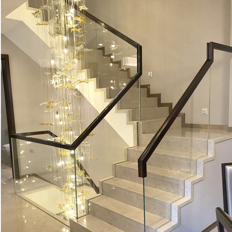 阳台不锈钢玻璃栏杆定制室内外铝合金护栏夹胶玻璃楼梯栏杆安装