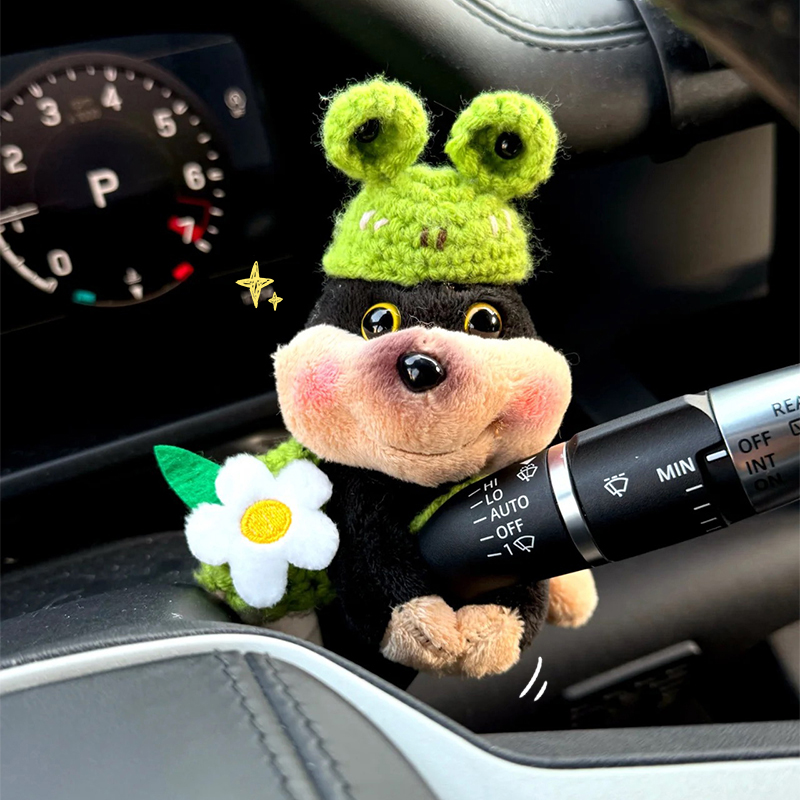 蜜蜂狗车载汽车怀挡装饰转向灯小狗玩偶雨刮器公仔后视镜摆件女