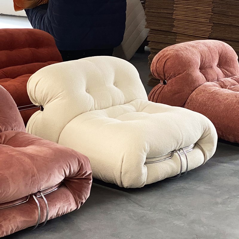 卡西纳大钢牙河马沙发皮布艺多人单人休闲椅包豪斯复古家用沙发椅