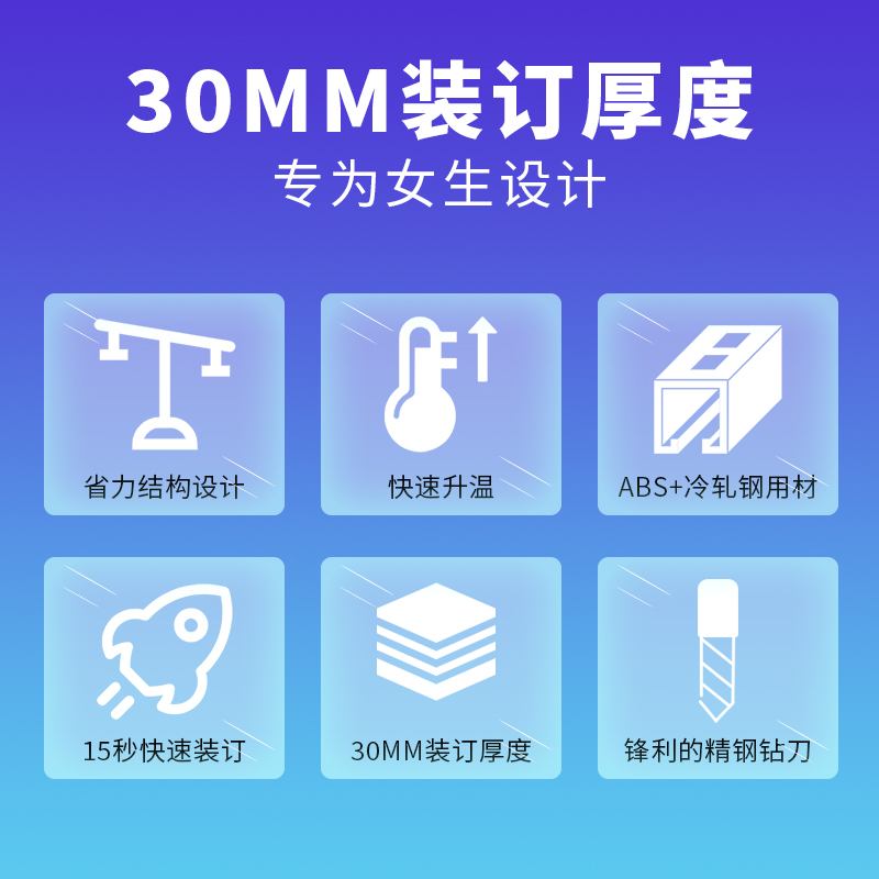 雷神303办公档案胶装机票据财务免装线手动打孔机热熔铆管装订机