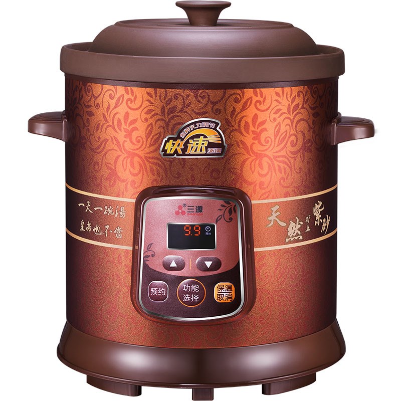 三源紫砂锅紫砂内胆紫砂盖煲粥锅家用炖锅汤煲电炖L5LL8L大容量