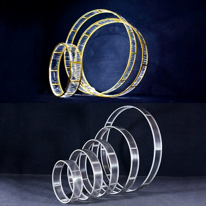 婚庆圆环五环悬吊式天花板之歌水晶PC婚礼舞台道具装饰铁艺铁圈五