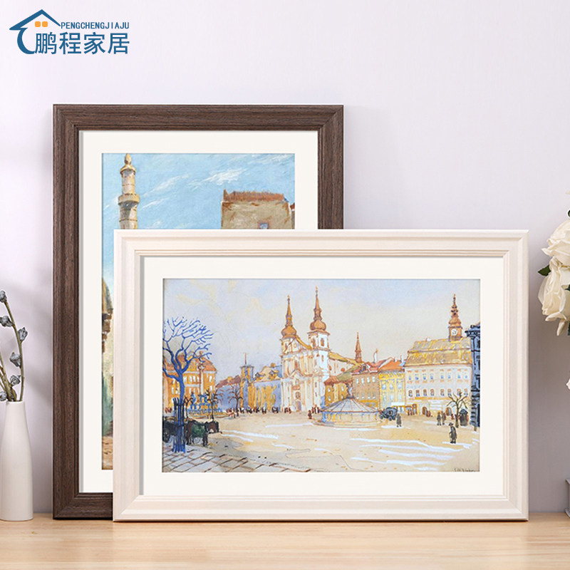 实木画框装裱客厅挂墙卡纸大相框定制装饰a3A4开8K外框架任意尺寸