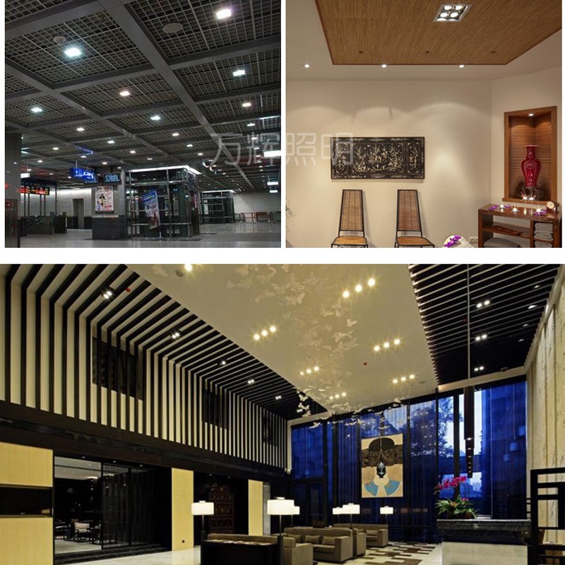led铝方通木专用长方形筒灯单头商用店铺方通吊顶格栅斗胆射灯