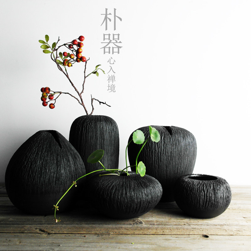 朴器 粗陶花瓶 家居装饰花艺摆件花盆 学院派纯手工创意花插花器